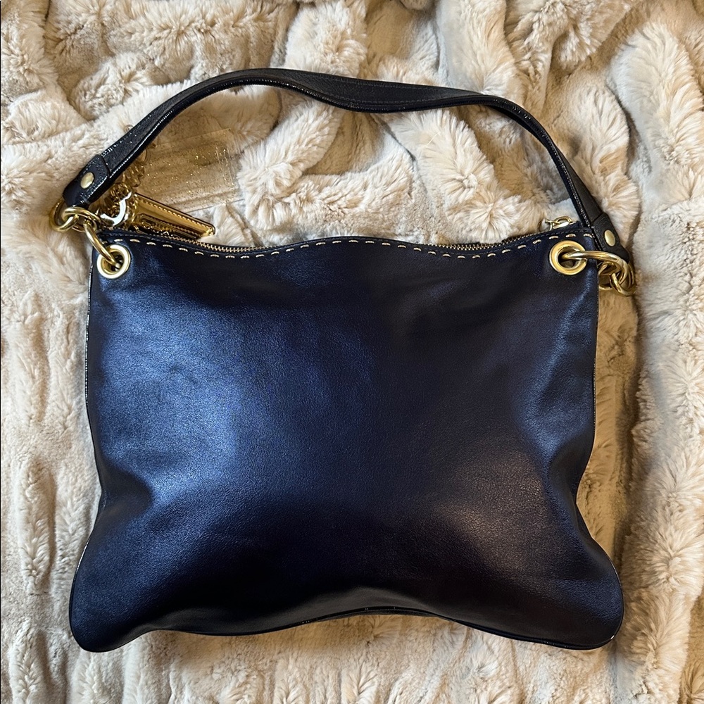 Coach Poppy Signature Sapphire Blue Leather Convertible Bag - Picture 8 of 17